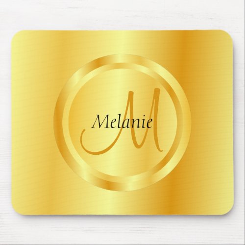 Trendy Template Elegant Faux Gold Modern Monogram Mouse Pad