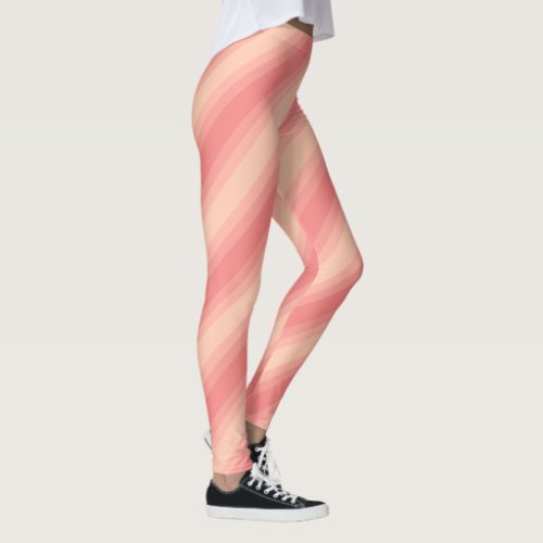 Trendy Template Elegant Pastel Peach Tones Stripes Leggings
