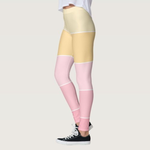 Trendy Template Elegant Pink Yellow White Colors Leggings