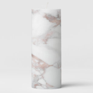 Trendy Template Elegant Rose Gold White Marble Pillar Candle