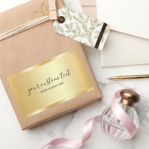Trendy Template Gold Hand Script Your Custom Text Rectangular Sticker