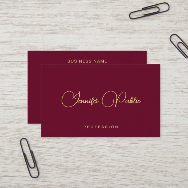 Trendy Template Gold Text Calligraphy Luxurious Business Card (Front/Back In Situ)