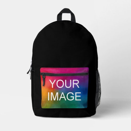 Trendy Template Image Photo Simple Custom Black Printed Backpack