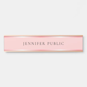 Trendy Template Name Blush Pink and Rose Gold Home Door Sign