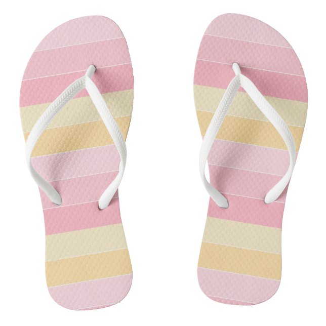 Trendy Template Pink Vanilla Yellow White Pastel Flip Flops (Footbed)