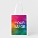 Trendy Template Upload Add Image Logo Photo Grocery Bag at Zazzle