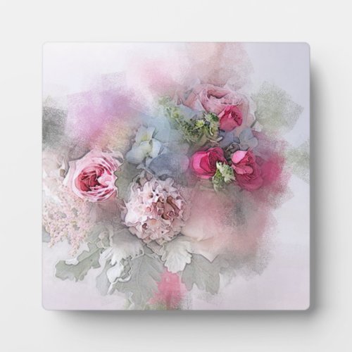 Trendy Template Watercolor Roses Flowers Floral Plaque