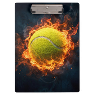 Trendy Tennis Ball on Fire Modern Sports Art Clipboard