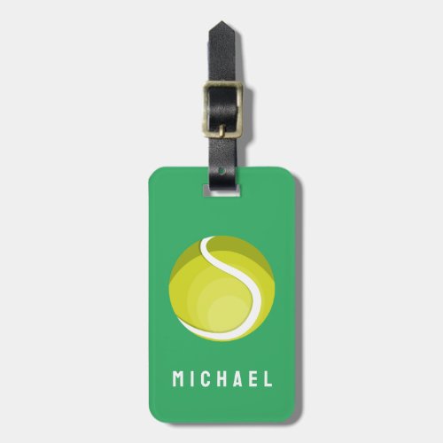 Trendy Tennis Ball Personalized Green  Luggage Tag
