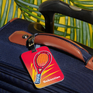 Trendy Tennis Racket With Name Luggage Tag