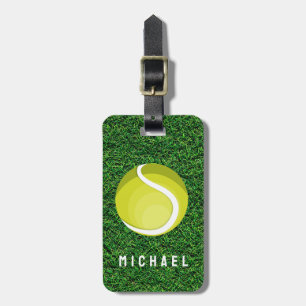 Trendy Tennis Racquet and Ball Personalized Luggage Tag