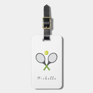 Trendy Tennis Racquet and Ball Personalized Luggage Tag