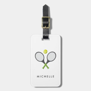 Trendy Tennis Racquet and Ball Personalized Luggage Tag