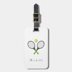 Trendy Tennis Racquet and Ball Personalized Luggage Tag