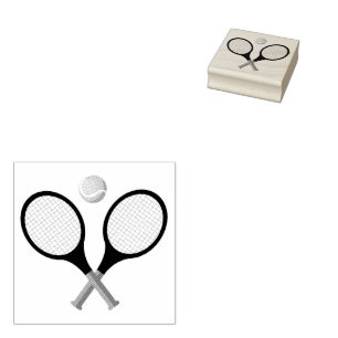 Trendy Tennis Racquet and Ball Rubber Stamp