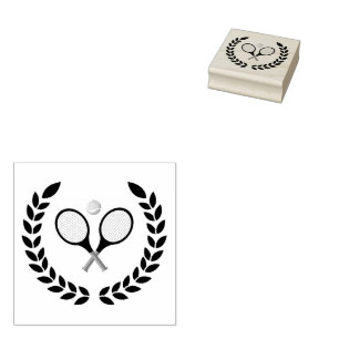 Trendy Tennis Racquet and Ball Rubber Stamp