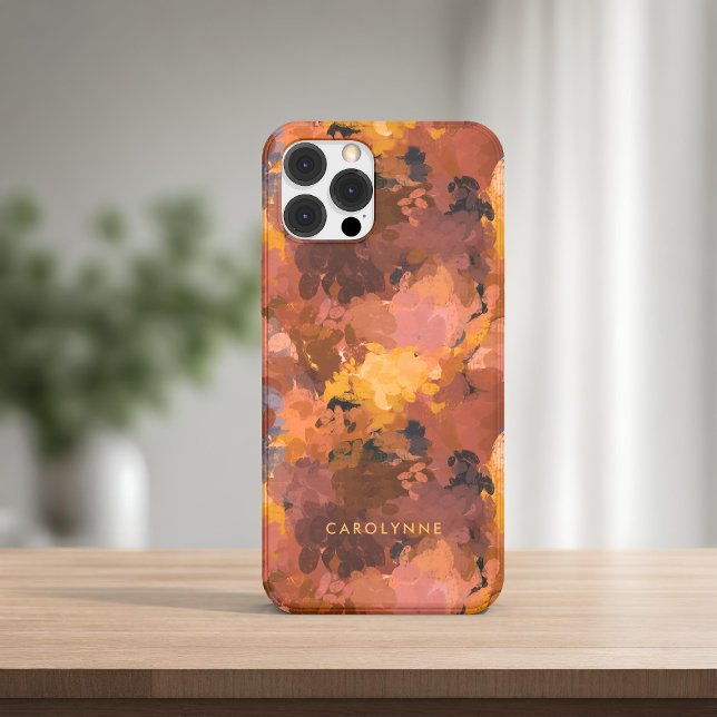 Trendy Terracotta Abstract Pattern Monogram Iphone Case (Creator Uploaded)