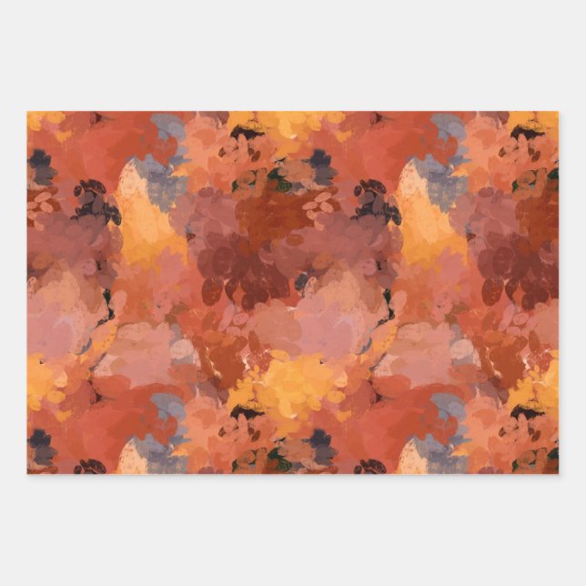 Trendy Terracotta Brown Orange Abstract Pattern Wrapping Paper Sheets (Front)
