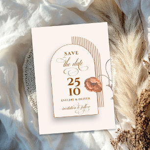 Trendy Terracotta flowers arch brown hues ivory Invitation