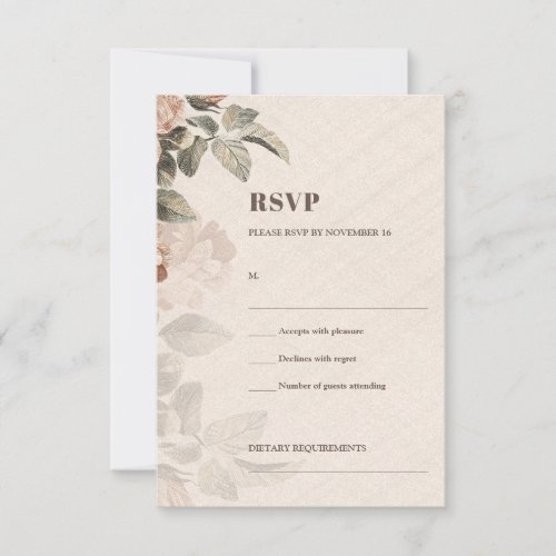 Trendy Terracotta flowers greenery foliage RSVP Card