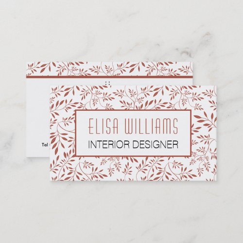 Trendy terracotta leaves floral pattern and frame  business card