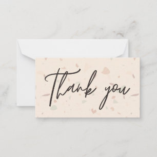 Trendy Terrazzo and Signature Script Thank You Note Card