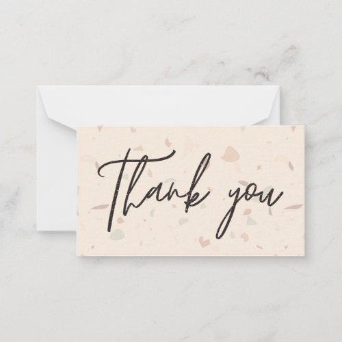 Trendy Terrazzo and Signature Script Thank You Note Card
