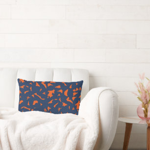 Trendy Terrazzo Confetti Pattern - Navy Blue and B Lumbar Pillow