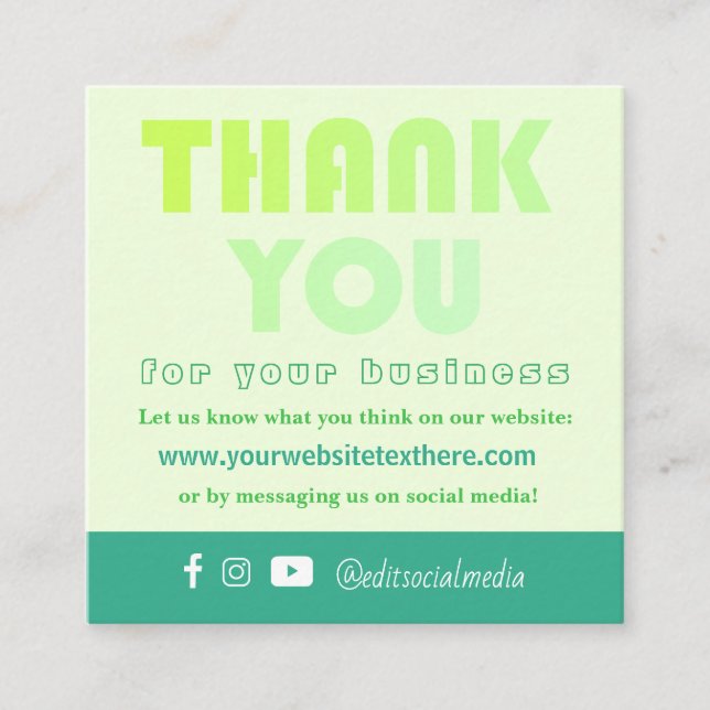Trendy Thank You Customer Appreciation Card (Front)