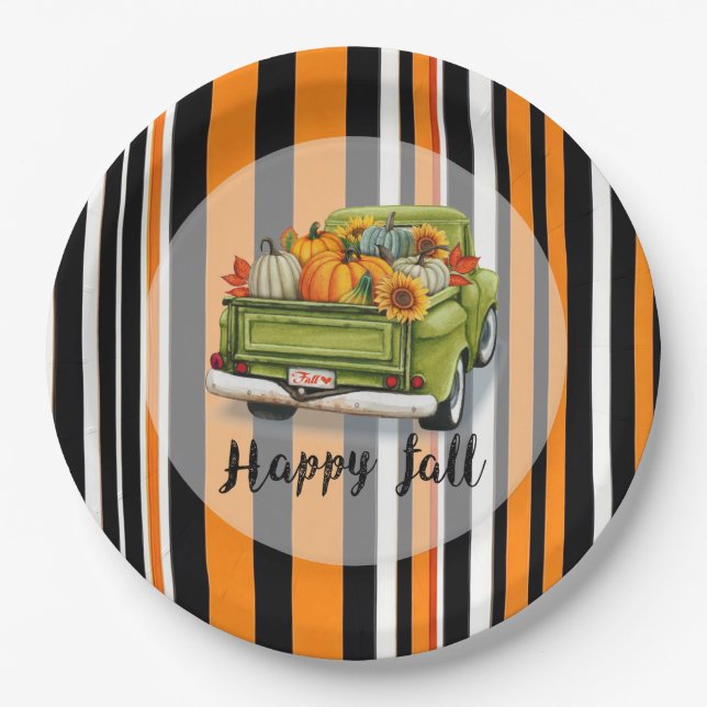 Trendy Thanksgiving Beautiful Autumn Collection Paper Plates (Front)
