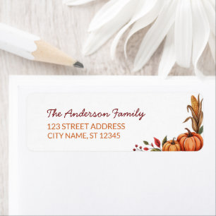 Trendy Thanksgiving Corn Pumpkin Return Address Label