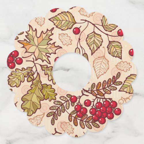 Trendy Thanksgiving Fall Leaves Red Berry Wreath Wine Glass Tag