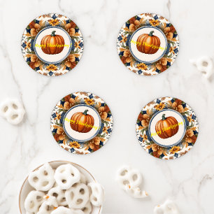 Trendy Thanksgiving Pumpkin Autumn Collection Coaster Set