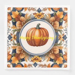 Trendy Thanksgiving Pumpkin Autumn Collection Paper Dinner Napkins