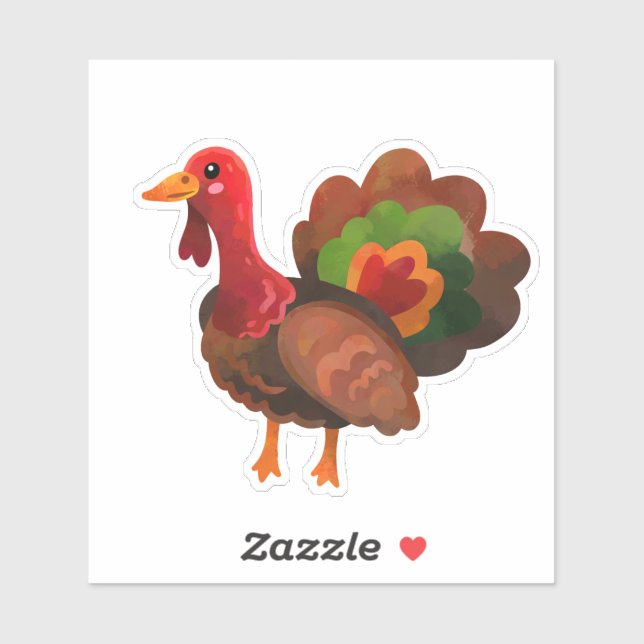 Trendy Thanksgiving Turkey  Sticker (Sheet)