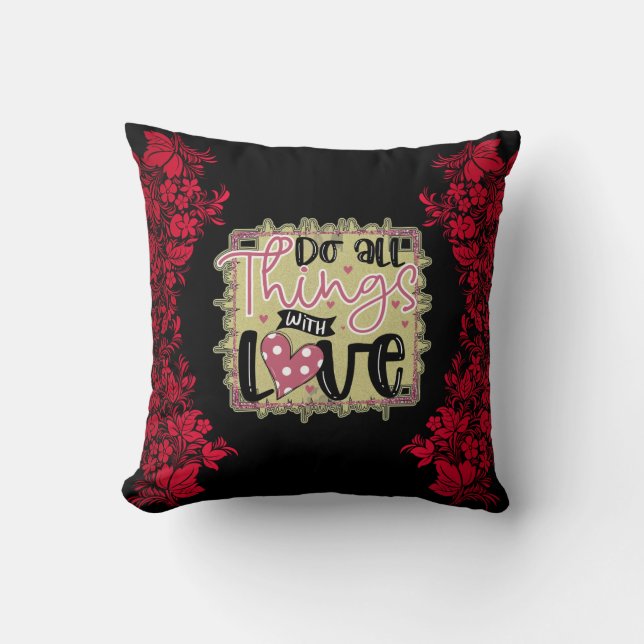 Trendy Things Love Valentines Day Cotton Throw Pillow (Front)