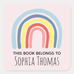 Trendy 'This Book Belongs' Rainbow Kids Bookplate