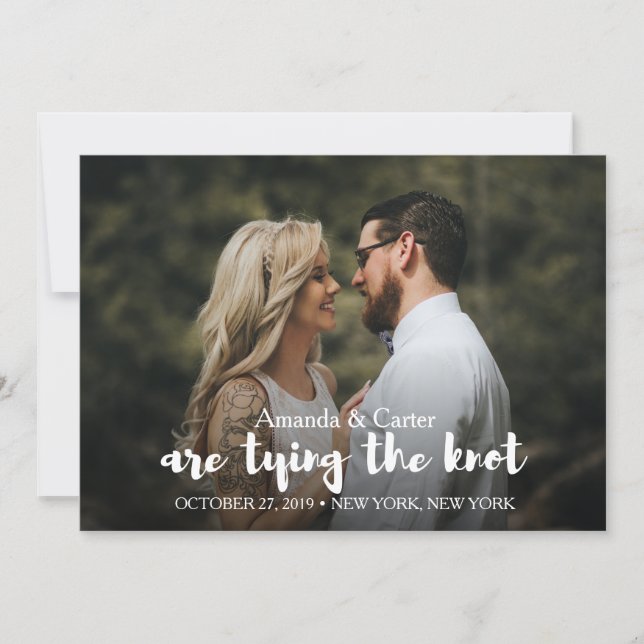 TRENDY TIE THE KNOT PHOTO SAVE THE DATE (Front)
