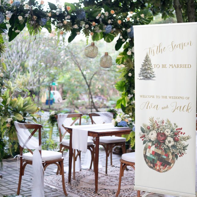 Trendy Tis the Season to Be Married Christmas Tree Retractable Banner (Creator Uploaded)