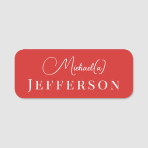 Trendy Tomato Red Polished Business Style Name Tag
