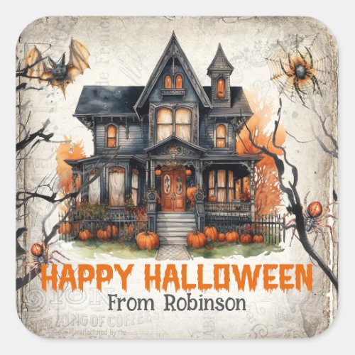 Trendy tradition classic Halloween haunted house Square Sticker