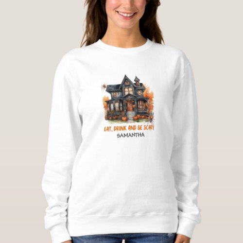 Trendy tradition classic Halloween haunted house Sweatshirt