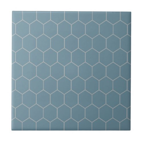 Trendy Traditional Classic Hexagon Pattern Blue Ceramic Tile