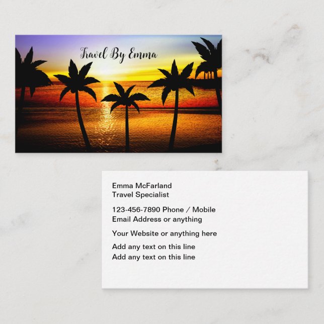 Trendy Travel Agent Specialist Business Cards (Front/Back)