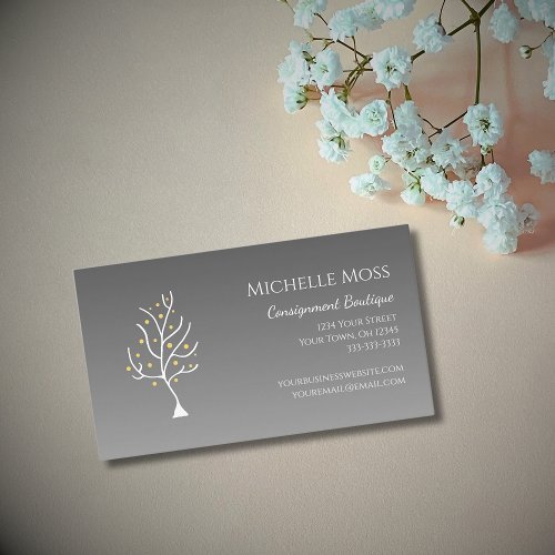 Trendy Tree of Life Unique Simple Gray  Business Card