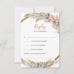 Trendy Trendy Pampas Grass Dusty Rose Eucalyptus RSVP Card