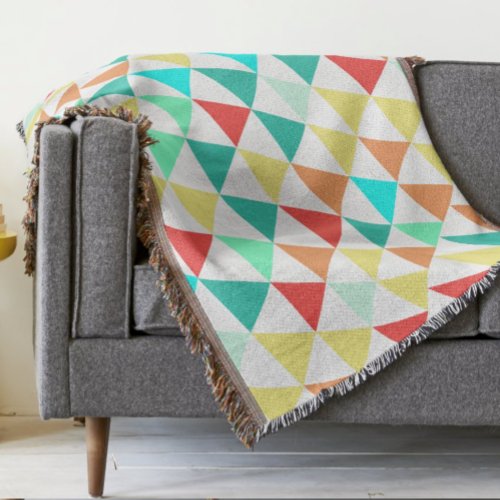 Trendy Triangle Mint Aqua Coral Modern Abstract Throw Blanket