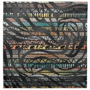 Trendy Tribal African Pattern Zebra Print Cloth Napkin