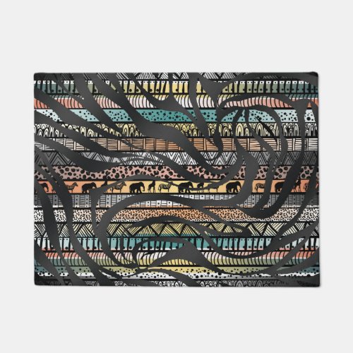 Trendy Tribal African Pattern Zebra Print Doormat