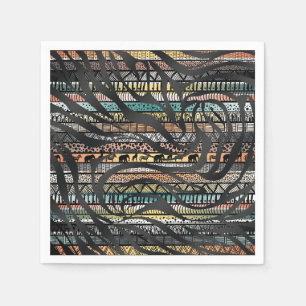 Trendy Tribal African Pattern Zebra Print Napkins